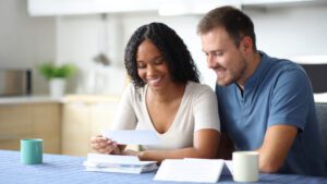 Couple looking at the check